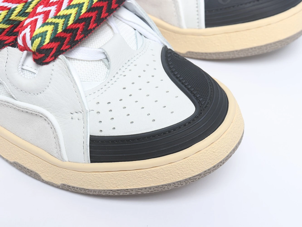 Lanvin Curb Leather and Glitter Sneakers 'White' REPS