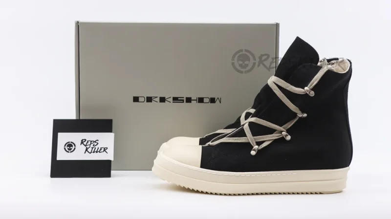 Rick Owens Wmns DRKSHDW Strobe Cotton Denim Hexa High “Black Milk”Replica