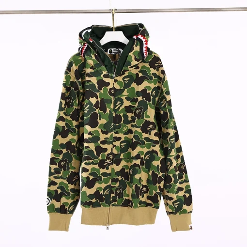 BAPE Camo Shark Full Zip Hoodie Green