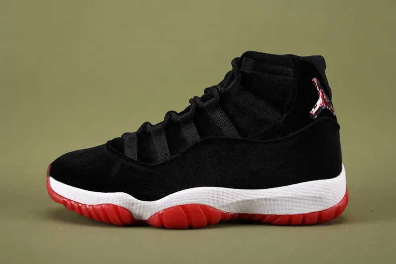 the left side of Wmns Air Jordan 11 Retro 'Bred Velvet'