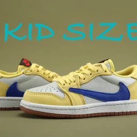 KID Size Travis Scott Air Jordan 1 Canary Low