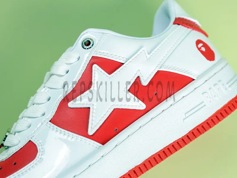 BAPESTA APE STA LEATHER RED WHITE AF1 SNEAKER - Image 10