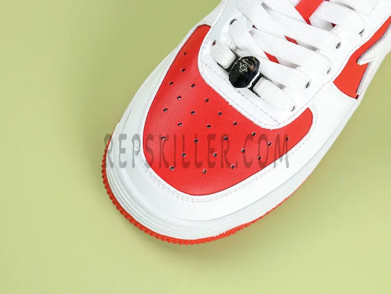 BAPESTA APE STA LEATHER RED WHITE AF1 SNEAKER - Image 7