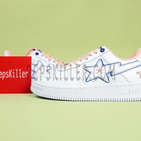 BAPESTA WHite Leather Blue Edge