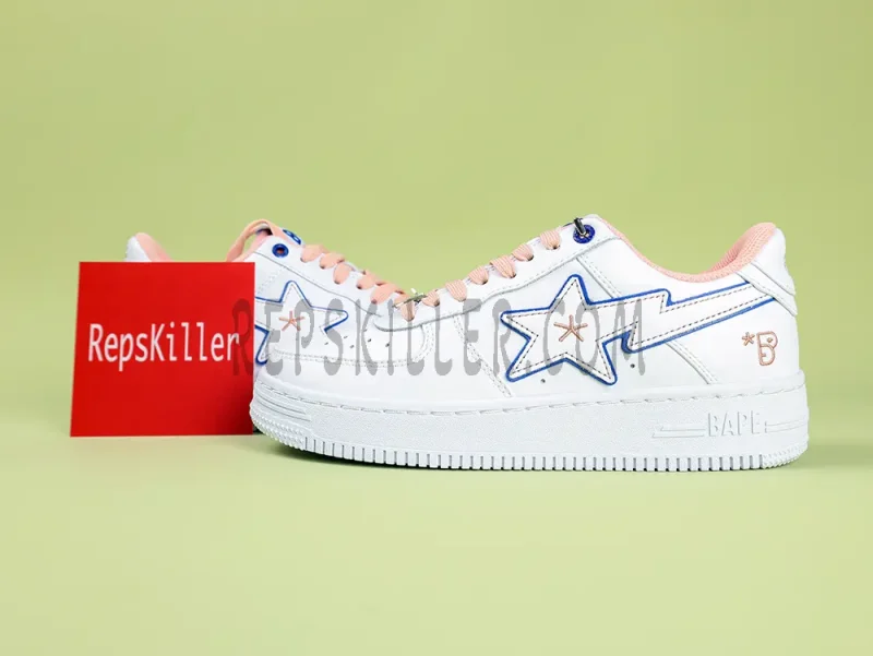 BAPESTA WHite Leather Blue Edge