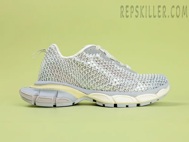 Balenciaga Men 3XL Fishnet Sneaker Grey - Image 3