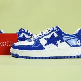 BATHING APE STA Patent Leather White Blue