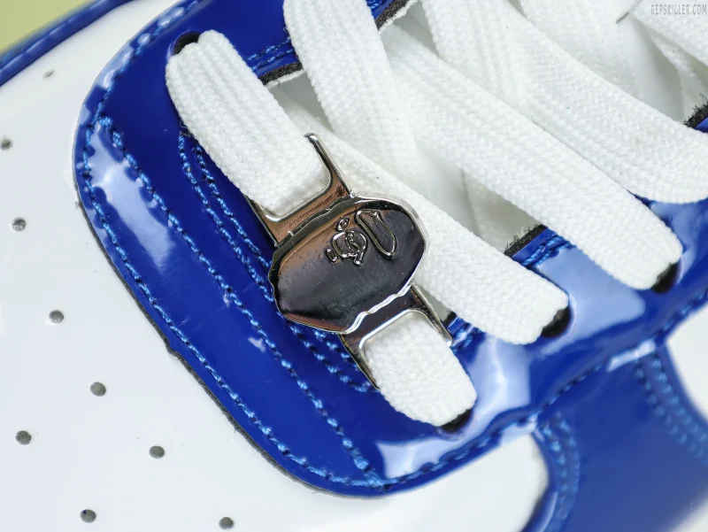 BATHING APE STA Patent Leather White Blue - Image 8