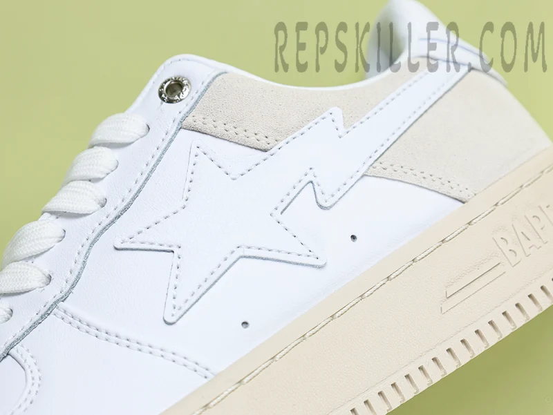 A BATHING APE BapeSta Low Suede Heel White - Image 5